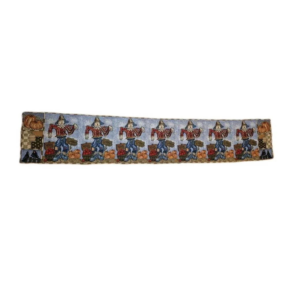 Scarecrow Pumpkins Fall Theme Table Runner No Frays 68